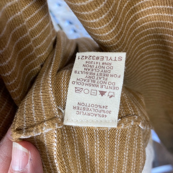 NWT Hem & Thread INA PIN STRIPE SHIRRING MOCK NECK TOP IN MUSTARD - Picture 10 of 13